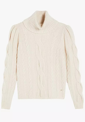 Vvera Chunky Cable Knit Roll Neck Jumper