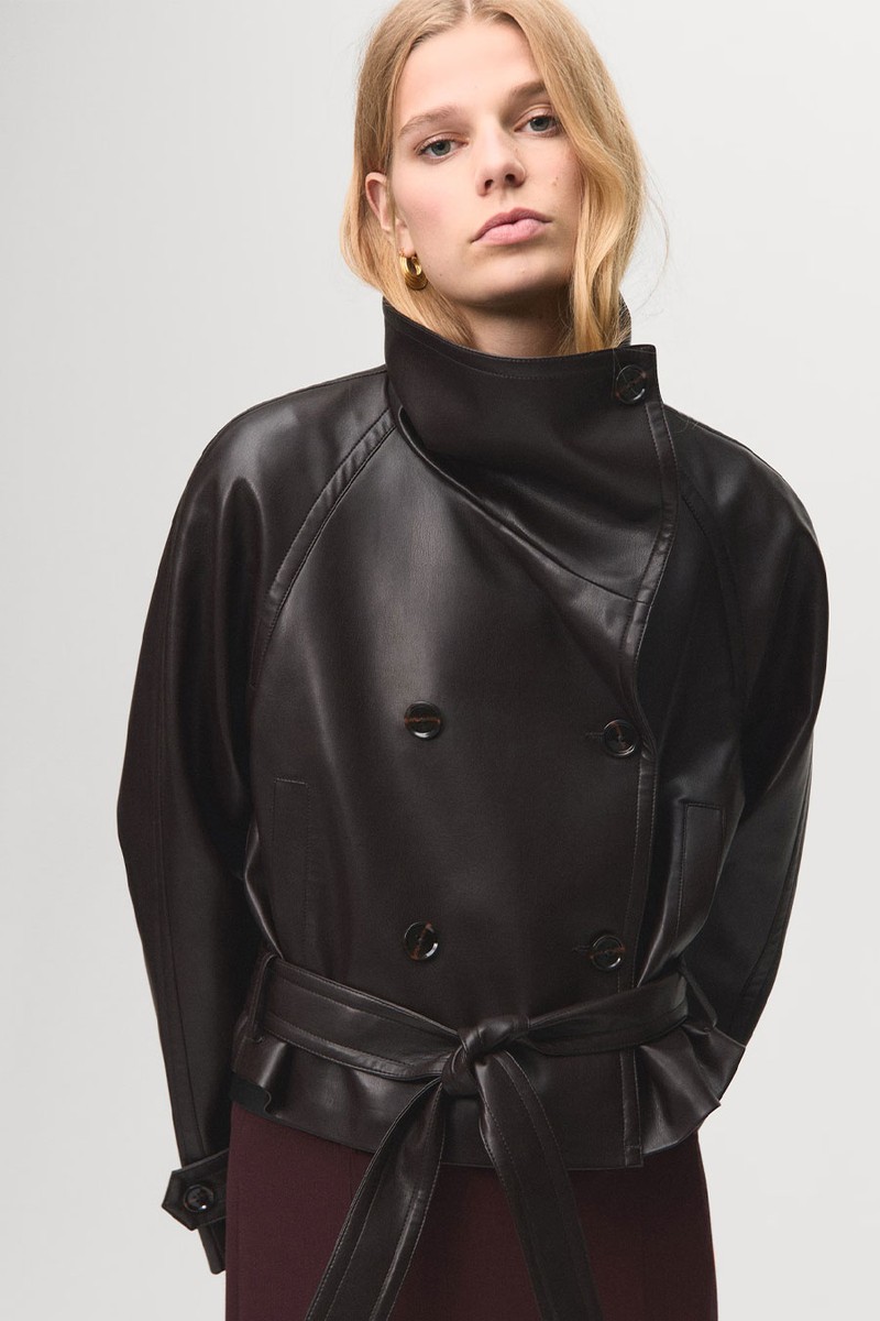 Maxi-Jacket With Faux-Leather Lapels from Mango