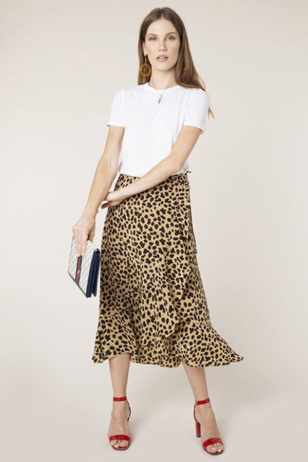 Gracie Spot Leopard Camel Skirt