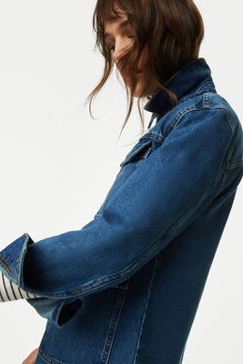 Pure Cotton Denim Relaxed Utility Jacket 