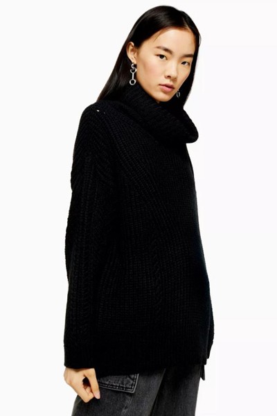 Black Knitted Roll Neck Jumper