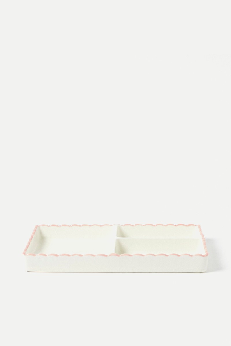 Scallop Pink & White Ceramic Tray from Oliver Bonas