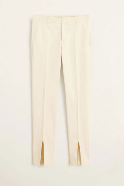 Slit Hem Trousers in Cream from Mango