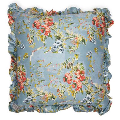 Ruffled Floral Print Satin Cushion from Preen by Thornton Bregazzi