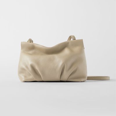 Ruched Leather Cross Body Bag from Zara