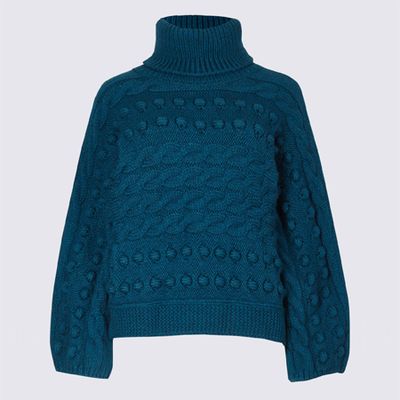 Cable Knit Roll Neck Jumper