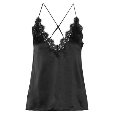 Lace-Trimmed Silk-Charmeuse Camisole from Cami NYC