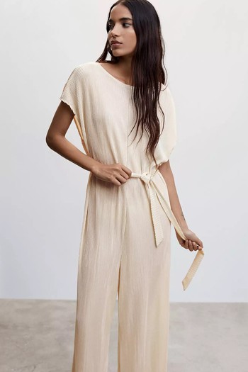 Jungla Satin Pleated Jumpsuit from Mango