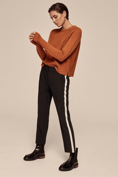 Grosgrain Stripe Slim Crop Trousers from Me+Em