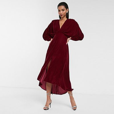 Ruched Batwing Velvet Dress from Asos Edition