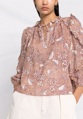 Ruffle-Trim Floral- Print Blouse from Ulla Johnson