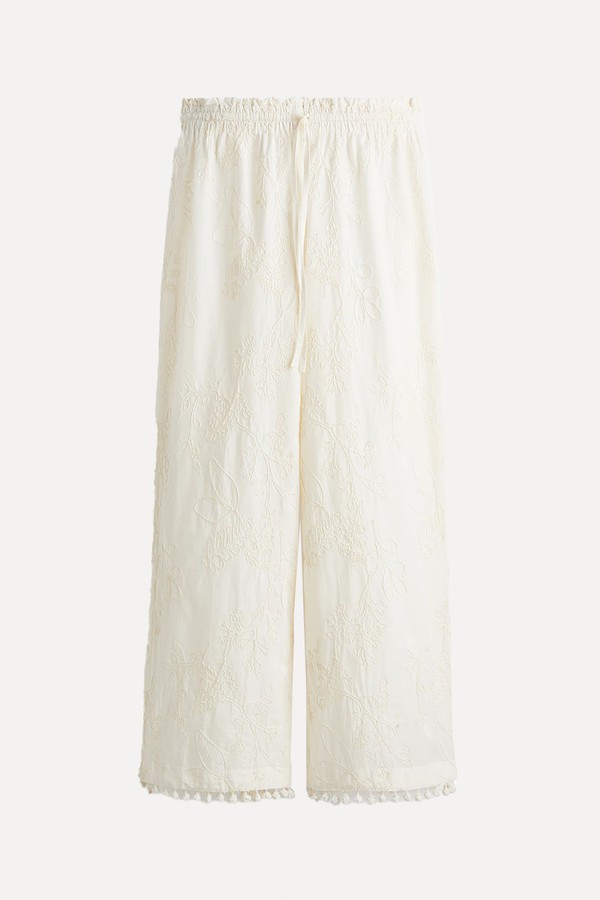 Embroidered Drawstring Trousers