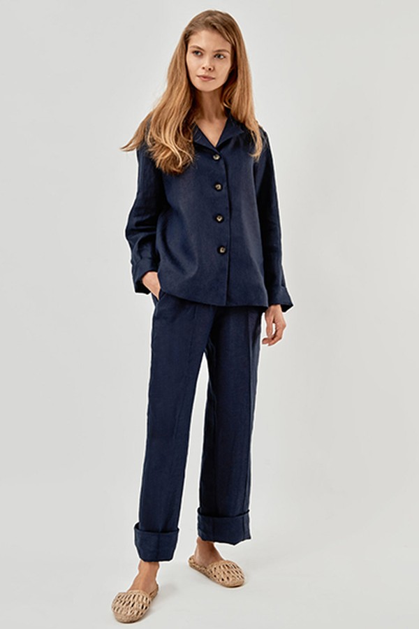 Navy Linen Pajama Set from Sleeper