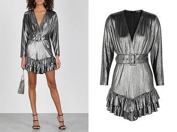 Maureen Gunmetal Lamé-Weave Mini Dress from Retrofete