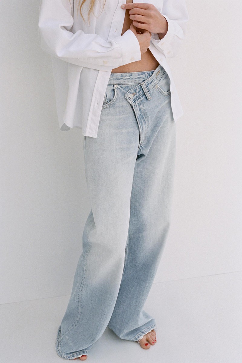 TRF Wide Leg High-Waist Jeans With Wraparound Waist
