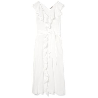 Mable Ruffled Linen Midi Dress