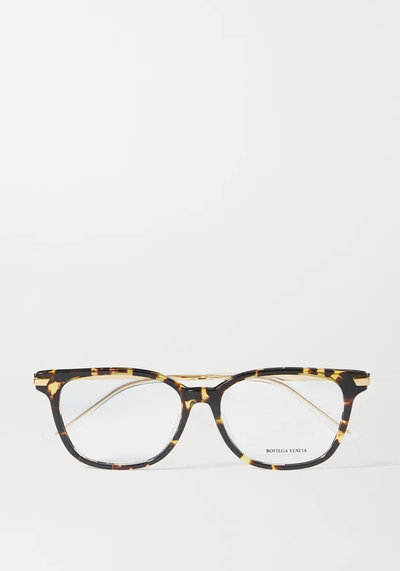 Square-Frame Tortoiseshell Acetate & Gold-Tone Glasses from Bottega Veneta