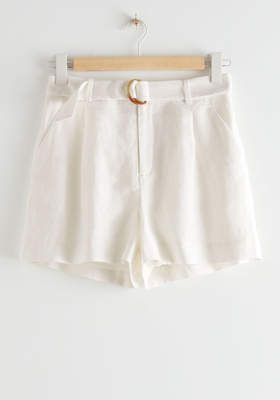 Belted Linen Pleat Shorts  from & Other Stories 