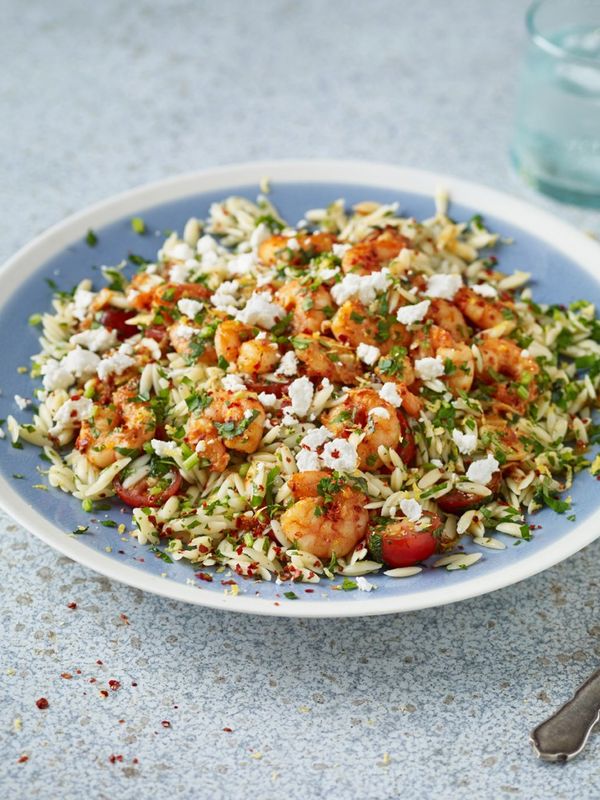 Prawns With Orzo Tabbouleh