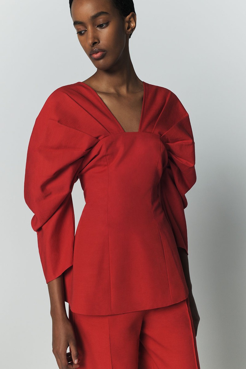 Textured Top With Structured Sleeves from Destree