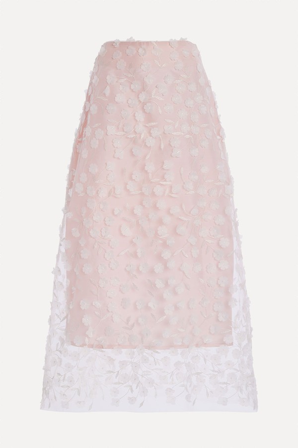 Heather Floral-Appliquéd Tulle Midi Skirt from Marlies Grace
