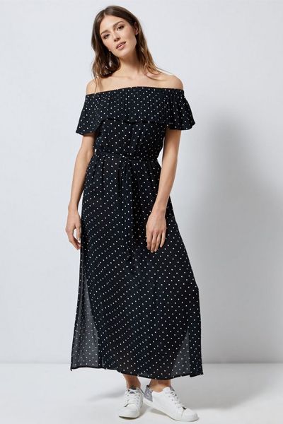 Polka Dot Bardot Maxi Dress