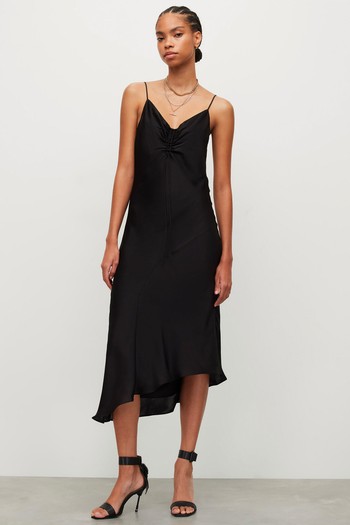 Alexia V-Neck Drawstring Midi Slip Dress