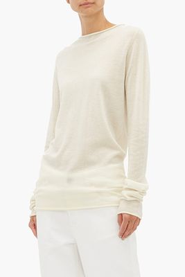 Sheer Raw-Edge Crew-Neck Cashmere Sweater from Raey