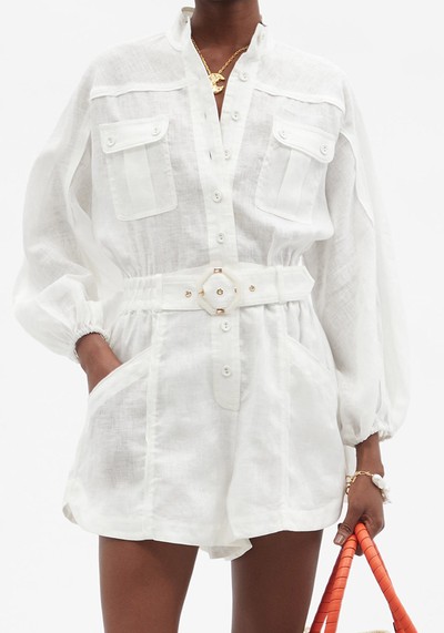 Estelle Belted Linen Playsuit from Zimmermann 