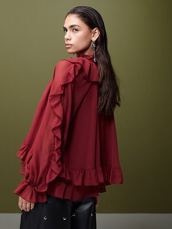 Tiered Ruffle Detail Long Sleeve Blouse from ASOS DESIGN