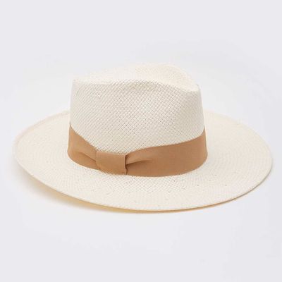 White Wide Brim Panama Hat from Mint Velvet