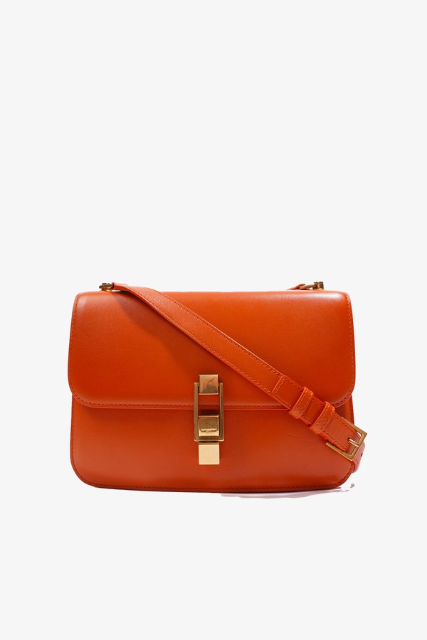 Le Carre Orange Shoulder Gold Leather from Saint Laurent