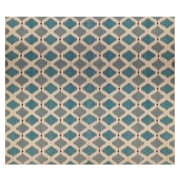 Blue And Cream With Diamonds Rug 