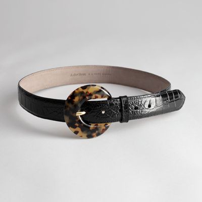 Tortoise Circle Buckle Croc Belt from & Other Stories