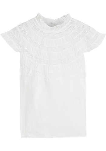 Lace-Paneled Ramie-Gauze Top from Frame