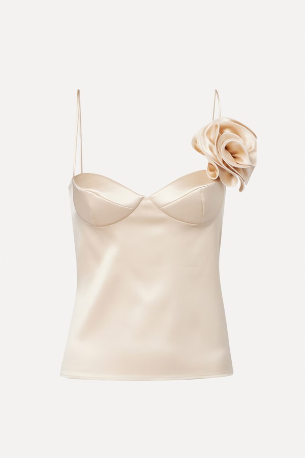 Floral-Appliqué Silk-Blend Satin Top from Magda Butrym