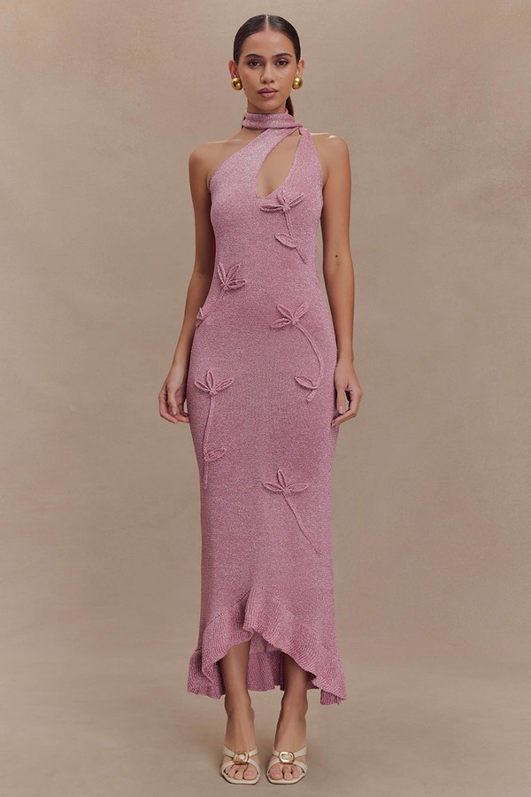 Celestino Floral Metallic Knit Maxi Dress from Meshki
