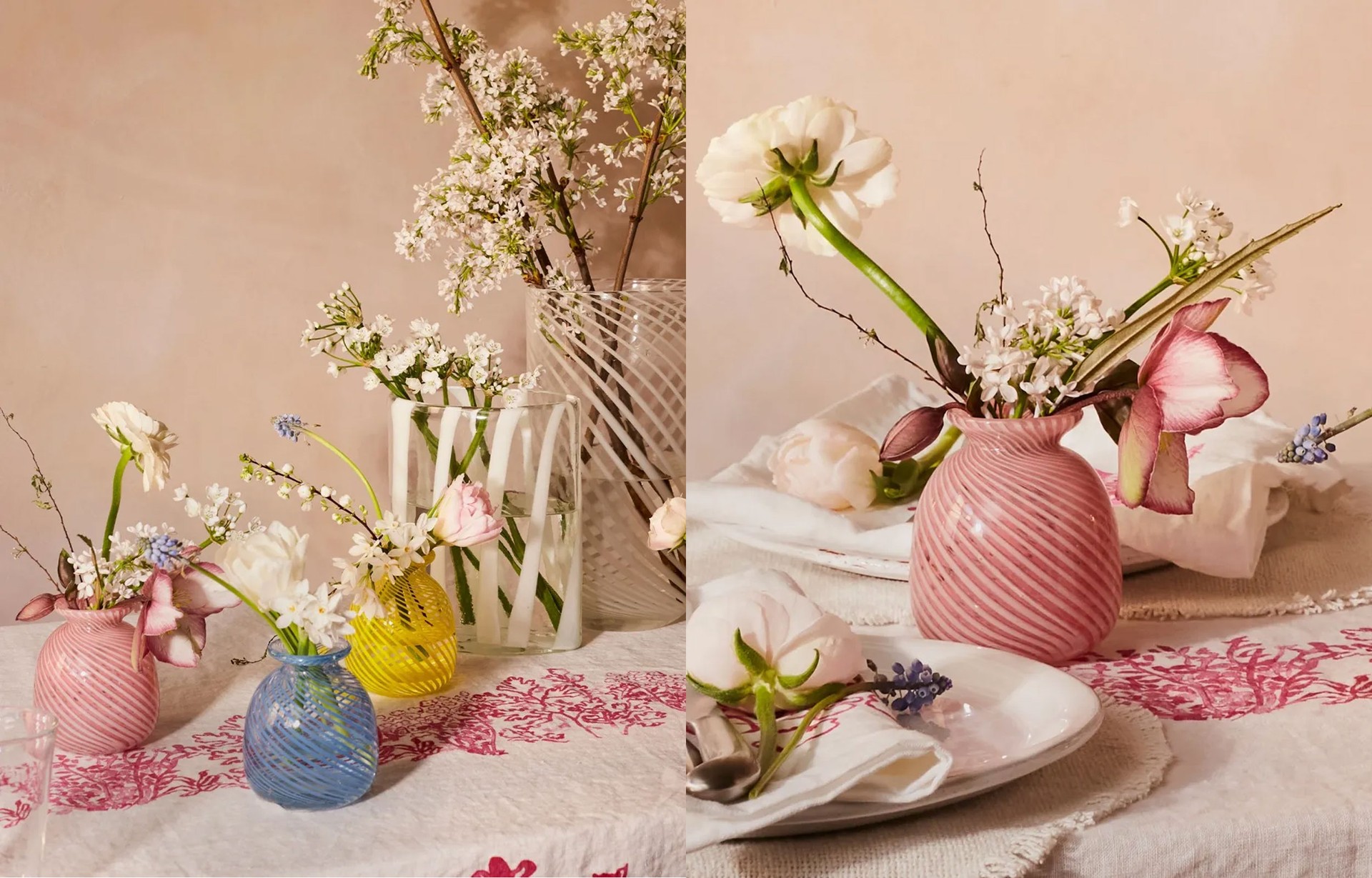 Miro Pink Spiral Stripe Vase from Daylesford
