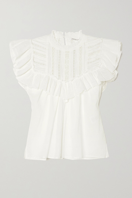 Tamsyn Ruffle Broderie Anglaise Cotton-Voile Blouse  from Veronica Beard