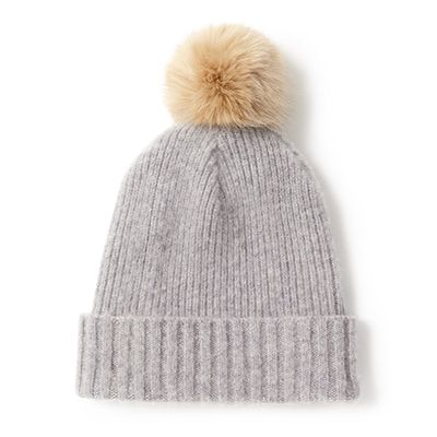 Wool Faux Fur Pom Beanie from Jigsaw