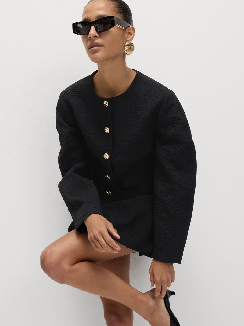 Jacquard Collarless Jacket