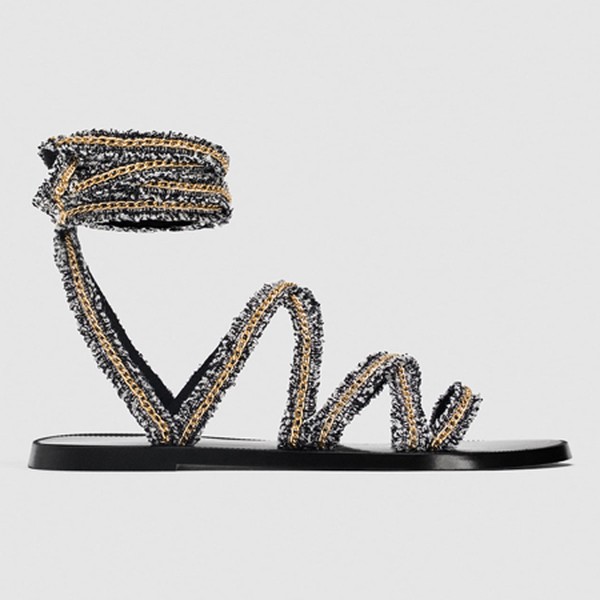 Fabric Sandals With Chain Detail from Zara