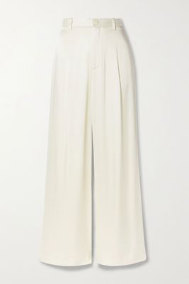 Pleated Satin Wide-Leg Pants from La Pointe