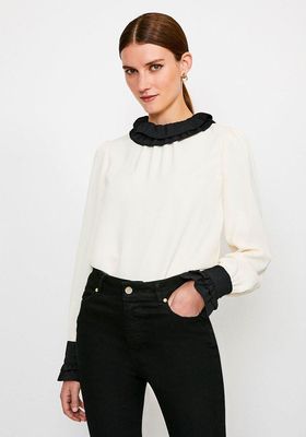 Contrast Frill Collar Blouse