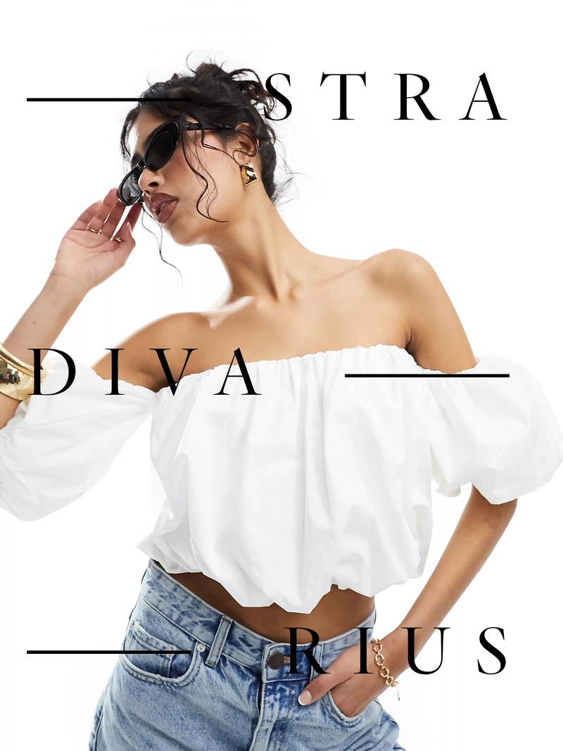 Puff Detail Off The Shoulder Bandeau Top, £26