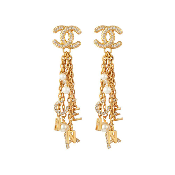 2020 Chanel Script Charm Earrings