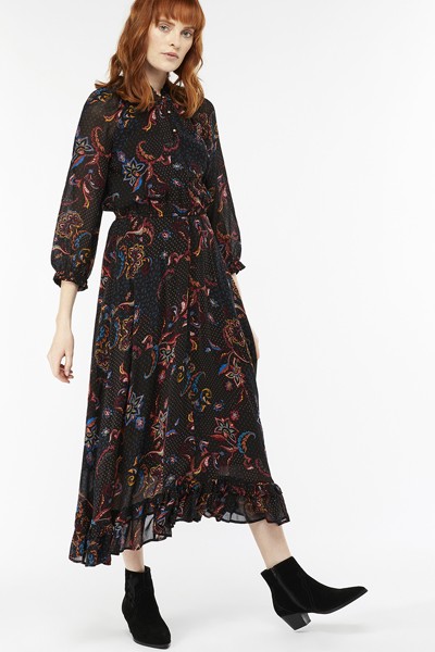 Akisa Print Hanky Hem Midi Dress