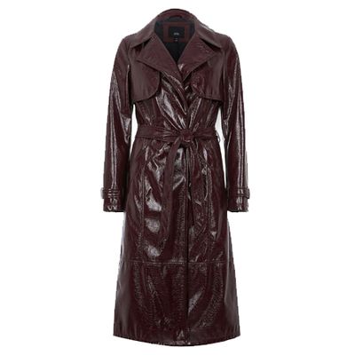 Dark Purple Vinyl Belted Trench Coat from River Island