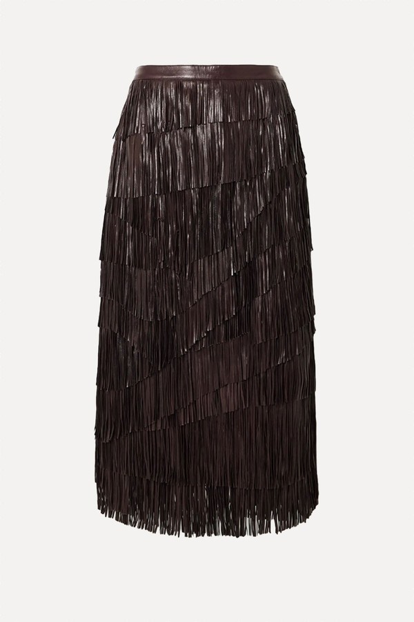Therese Fringed Leather Skirt from ULLA JOHNSON 