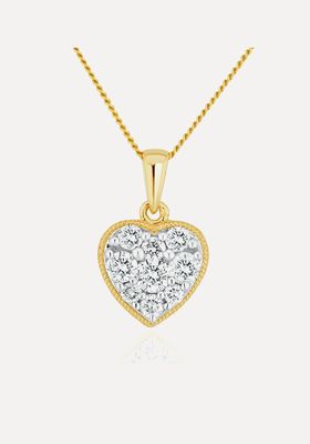 Lab Diamond Heart Pendant Necklace 0.25ct H/Si In 9K Gold